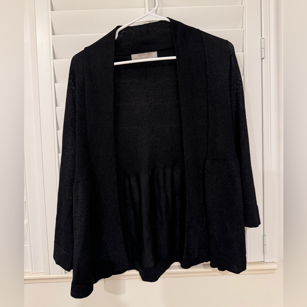 Zara Shimmery Black Swing Cardigan